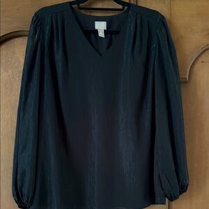Chico's Elegant Black V-Neck Blouse 2